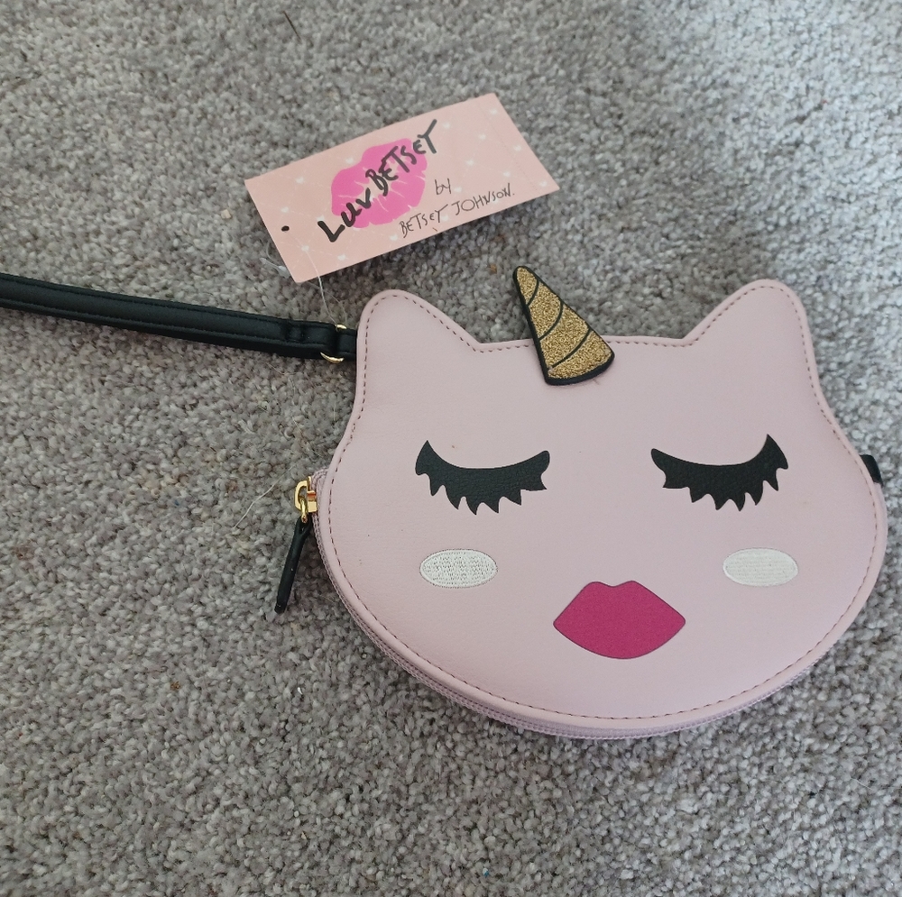 NWT Betsey Johnson Pink Cat Wristlet